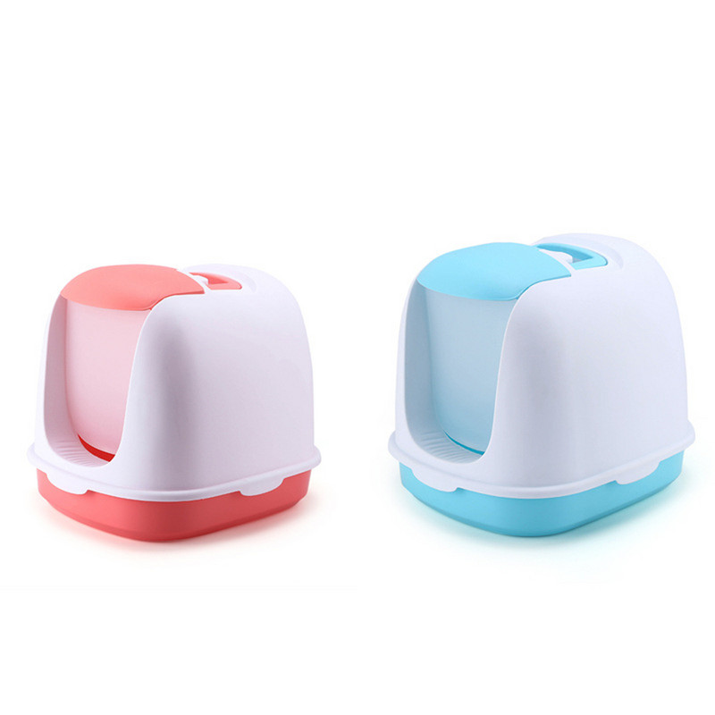 Pilnībā slēgta kaķu pakaišu kaste pret šļakatām mājdzīvnieku tualete kucēns kaķēns iekštelpās, tīrs baseins mājdzīvnieki gultas trauks plastmasas dezodorants kaķiem smilšu kaste