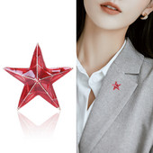 Jaunas modes sarkanās zvaigznes saktas metāla emaljas piespraudes krekls apkakles žetons Luksusas saktas sievietēm un vīriešiem Fiksēti apģērbu aksesuāri