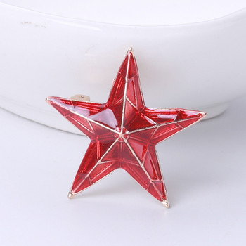 Нова модна брошка Червена звезда Метални емайлирани игли Значка за яка на риза Луксозни брошки за жени и мъже Фиксирани аксесоари за дрехи