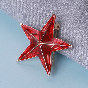 Нова модна брошка Червена звезда Метални емайлирани игли Значка за яка на риза Луксозни брошки за жени и мъже Фиксирани аксесоари за дрехи