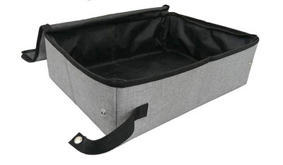 Kutija za mačji pijesak s poklopcem 600D Oxford tkanina i EVA noćna posuda Sklopiva nosač Vodootporni umivaonik Prijenosni WC za mačke za putovanja