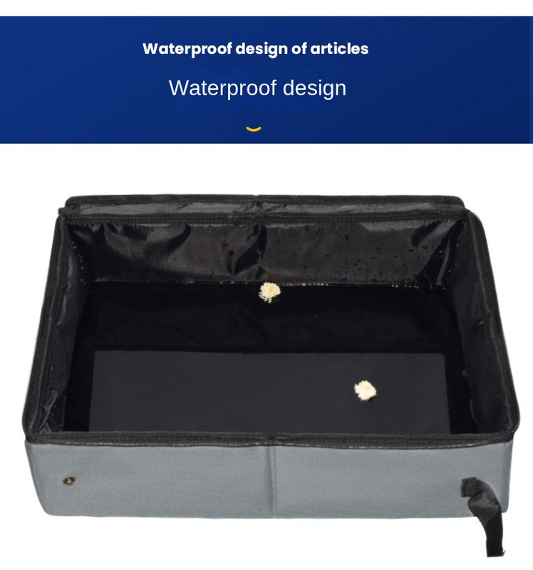 Kutija za mačji pijesak s poklopcem 600D Oxford tkanina i EVA noćna posuda Sklopiva nosač Vodootporni umivaonik Prijenosni WC za mačke za putovanja