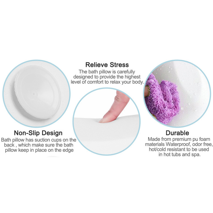 SPA Jastuk za kadu Neklizajući Naslon za glavu za kadu Mekani vodootporni jastuci za kadu s vakuumskim čašicama Kupaonski dodaci koji se lako čiste