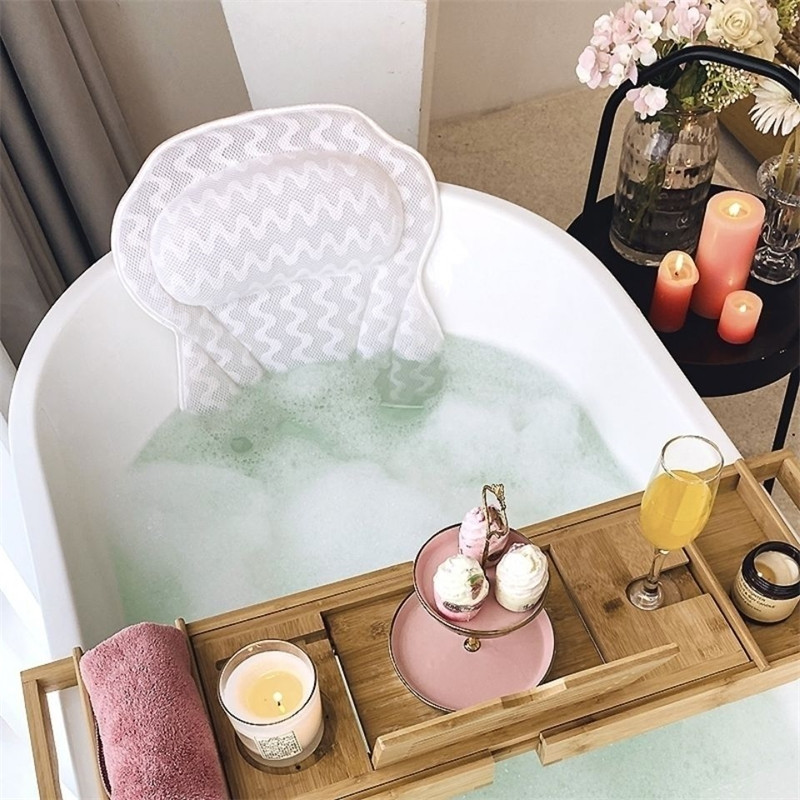 Jastuk za kupanje Ergonomski jastuk za kadu za vrat Jastuk za glavu i ramena s mrežom za potporu za vrat i leđa Kućni kupaonski pribor