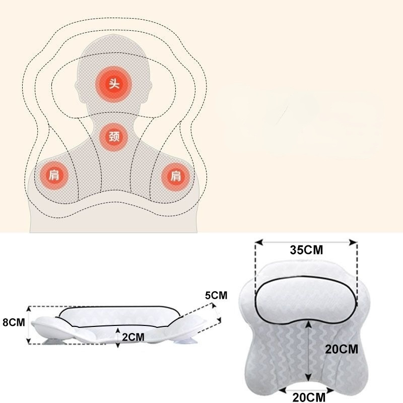 Jastuk za kupanje Ergonomski jastuk za kadu za vrat Jastuk za glavu i ramena s mrežom za potporu za vrat i leđa Kućni kupaonski pribor