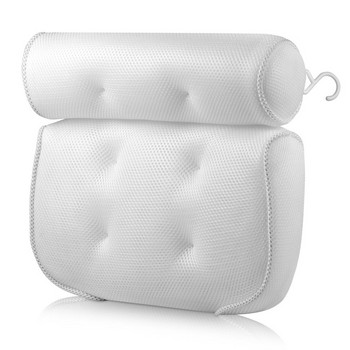 Дишаща 3D мрежеста спа възглавница за баня с вендузи Поддръжка на врата и гърба Спа възглавница Мат Домашна възглавница за гореща вана Консумативи за баня