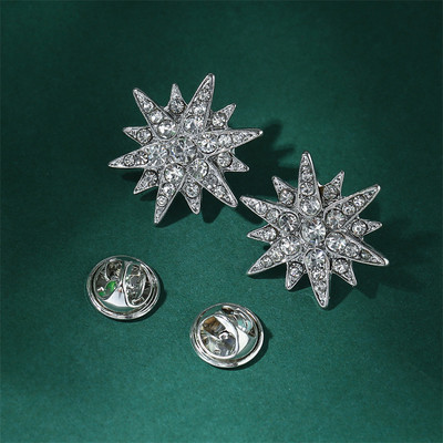 Jaunas vintage Crystal Star atloka piespraudes saktas sievietēm vīriešiem zirnekļa spārni nozīmīte modes rotaslietas uzvalks mētelis apkakles piespraudes