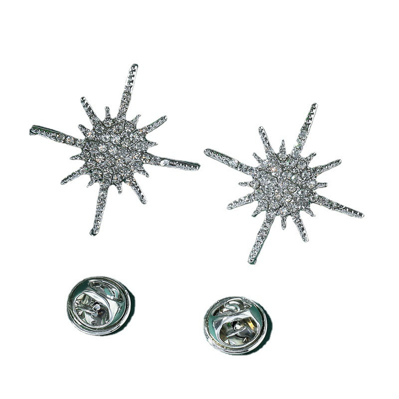 Jaunas vintage Crystal Star atloka piespraudes saktas sievietēm vīriešiem zirnekļa spārni nozīmīte modes rotaslietas uzvalks mētelis apkakles piespraudes