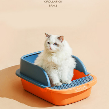 Ημι-κλειστή τουαλέτα κατοικίδιων γατών Πτυσσόμενη θήκη για κουτί απορριμμάτων γατών με κουτάλι Clean Kitten House Πλαστικά προμήθειες για γάτες