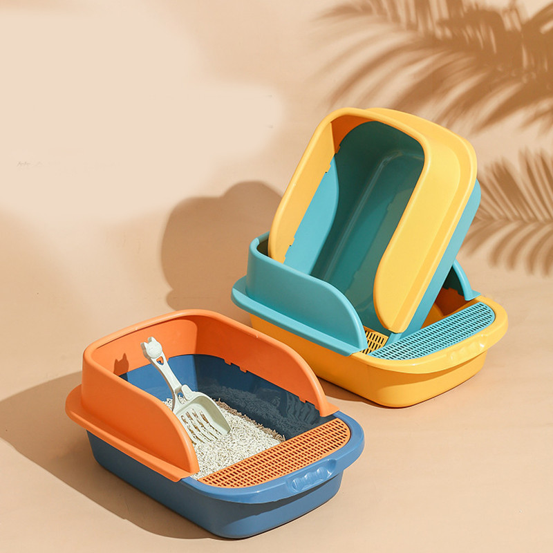 Poluzatvoreni WC za mačke Preklopna noćna posuda Kutija za mačji pijesak protiv prskanja Pladanj sa žlicom Čista kućica za mačiće Plastični pribor za mačke