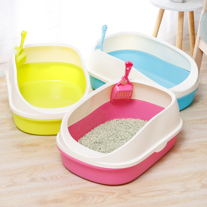 Kutija s pijeskom za mačke protiv prskanja Ladica za mačke za kućne ljubimce s lopaticom Plastična kutija za pijesak Kutija za pijesak WC Lako se čisti Toaleta za kućne ljubimce Poluzatvorena