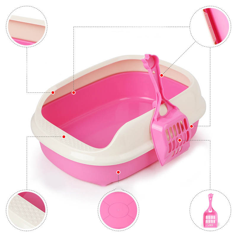 Kutija s pijeskom za mačke protiv prskanja Ladica za mačke za kućne ljubimce s lopaticom Plastična kutija za pijesak Kutija za pijesak WC Lako se čisti Toaleta za kućne ljubimce Poluzatvorena