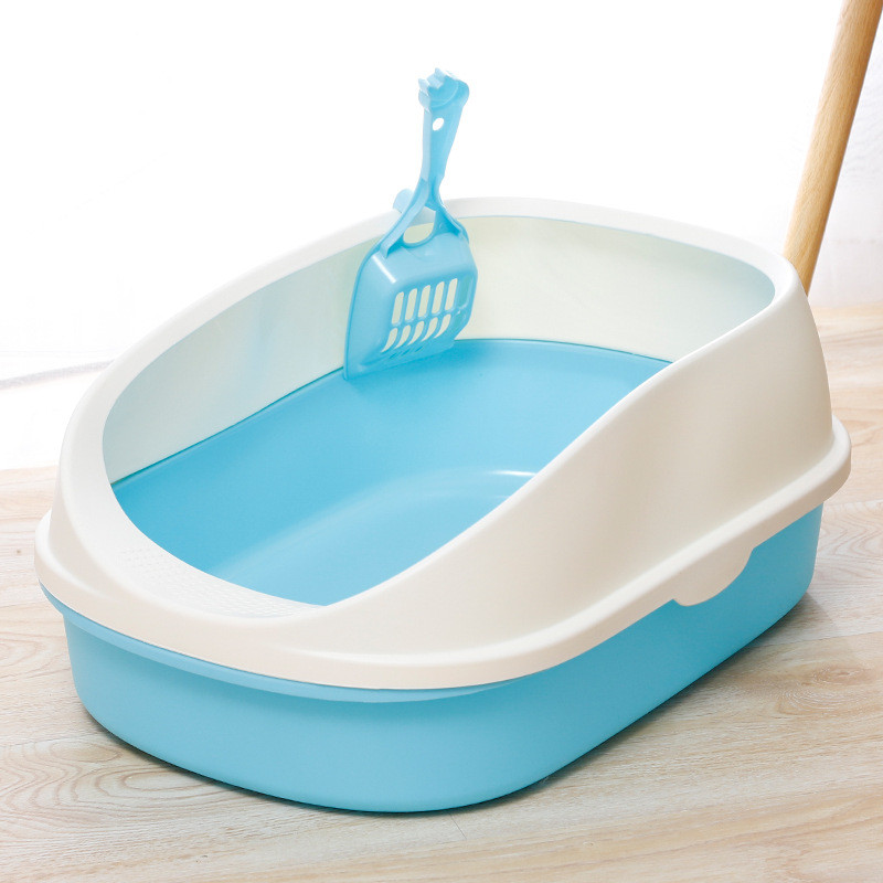 Kutija s pijeskom za mačke protiv prskanja Ladica za mačke za kućne ljubimce s lopaticom Plastična kutija za pijesak Kutija za pijesak WC Lako se čisti Toaleta za kućne ljubimce Poluzatvorena