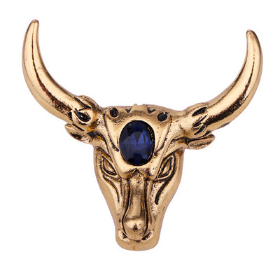 Retro metāla liellopu saktas piespraudes Kristāla Dzīvnieku atloka piespraudes Vīriešu uzvalks krekls Apkakle Korsāža Apģērbi Modes rotaslietas Aksesuāri