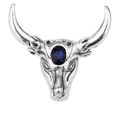 Retro metāla liellopu saktas piespraudes Kristāla Dzīvnieku atloka piespraudes Vīriešu uzvalks krekls Apkakle Korsāža Apģērbi Modes rotaslietas Aksesuāri