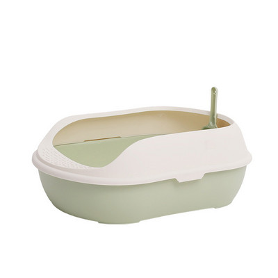 Lolojumdzīvnieku tualetes gultas trauks pret šļakatām kaķiem pakaišu kastes suņu paplāte ar liekšķeri Kitten Dog Clean tualete Mājas plastmasas kaste Mājdzīvnieku piederumi