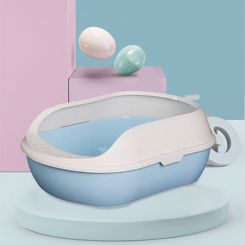 Lolojumdzīvnieku tualetes gultas trauks pret šļakatām kaķiem pakaišu kastes suņu paplāte ar liekšķeri Kitten Dog Clean tualete Mājas plastmasas kaste Mājdzīvnieku piederumi