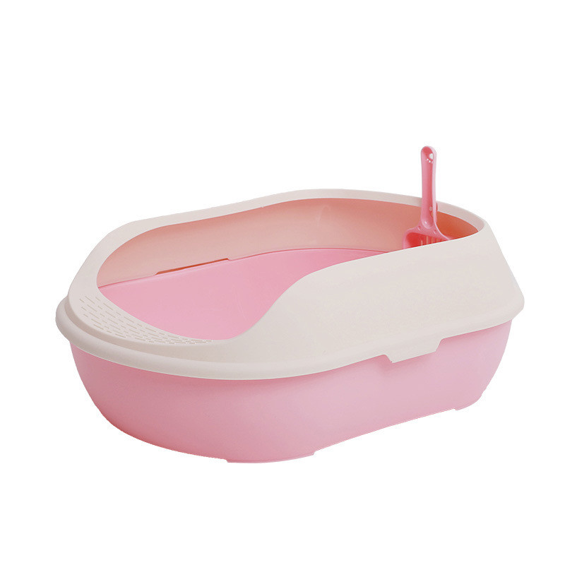 Lolojumdzīvnieku tualetes gultas trauks pret šļakatām kaķiem pakaišu kastes suņu paplāte ar liekšķeri Kitten Dog Clean tualete Mājas plastmasas kaste Mājdzīvnieku piederumi