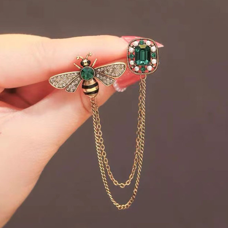 Rerto pčela kristalni broševi za žene Emajl Rhinestone Životinje rese rever igle muška odijela okovratnik značke dodaci