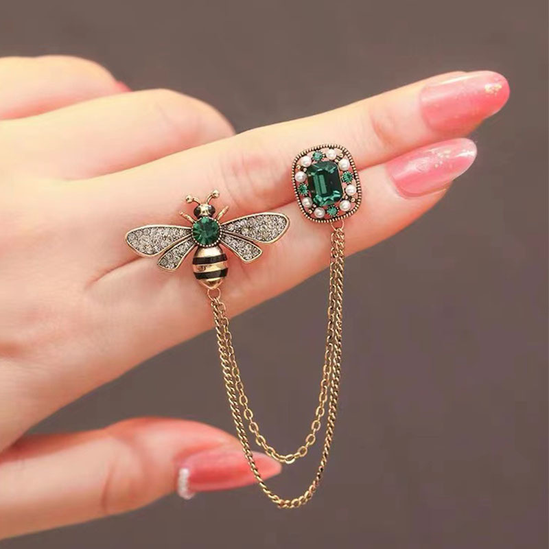 Rerto pčela kristalni broševi za žene Emajl Rhinestone Životinje rese rever igle muška odijela okovratnik značke dodaci