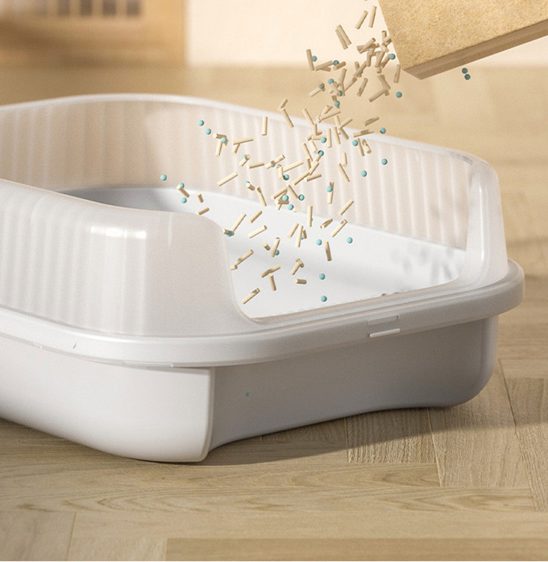 Lielas ietilpības mājdzīvnieku kaķu pakaišu kaste daļēji slēgta plastmasas smilšu kaste kaķu tualetes šļakatām necaurlaidīgi kaķu paplātes tīrīšanas piederumi