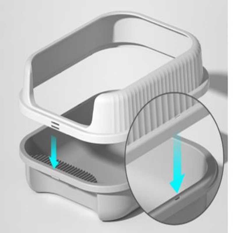Lielas ietilpības mājdzīvnieku kaķu pakaišu kaste daļēji slēgta plastmasas smilšu kaste kaķu tualetes šļakatām necaurlaidīgi kaķu paplātes tīrīšanas piederumi