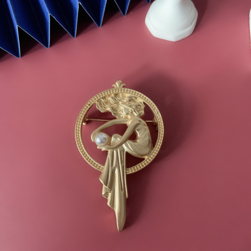 Vintage metāla eņģeļu pērļu sakta zelta krāsas nozīmīte atloka piespraude uzvalkam kreklam apkakles piespraudes Šalle sprādze Korsāža rotaslietas aksesuāri