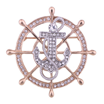 Jauni augstas klases Rhinestone Crystal stūres enkura piespraudes piespraudes vīriešu uzvalks mētelis atloks Piespraudes nozīmīte Korsāža grezni rotaslietas aksesuāri