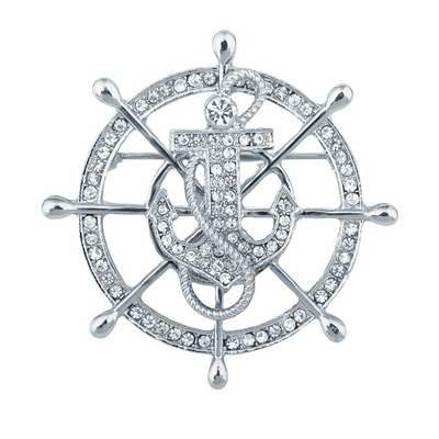 Jauni augstas klases Rhinestone Crystal stūres enkura piespraudes piespraudes vīriešu uzvalks mētelis atloks Piespraudes nozīmīte Korsāža grezni rotaslietas aksesuāri