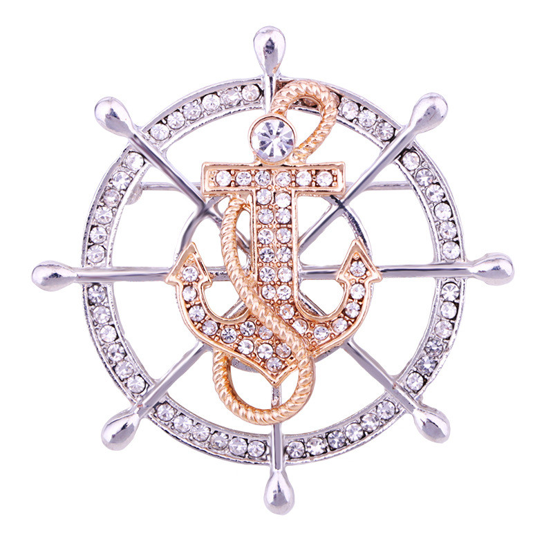 Jauni augstas klases Rhinestone Crystal stūres enkura piespraudes piespraudes vīriešu uzvalks mētelis atloks Piespraudes nozīmīte Korsāža grezni rotaslietas aksesuāri