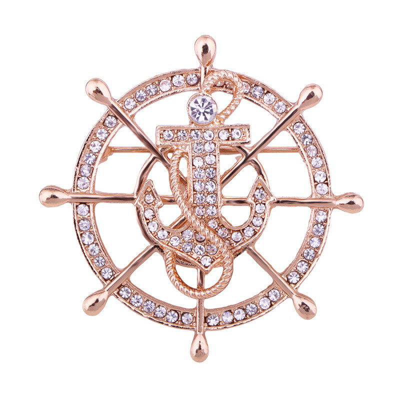 Jauni augstas klases Rhinestone Crystal stūres enkura piespraudes piespraudes vīriešu uzvalks mētelis atloks Piespraudes nozīmīte Korsāža grezni rotaslietas aksesuāri