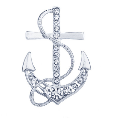 Europska moda Zlatna boja Kristalno sidro Broš Modni kormilo broda Igle za ovratnik Nakit Igla za ovratnik košulje Broš za muškarce Pokloni