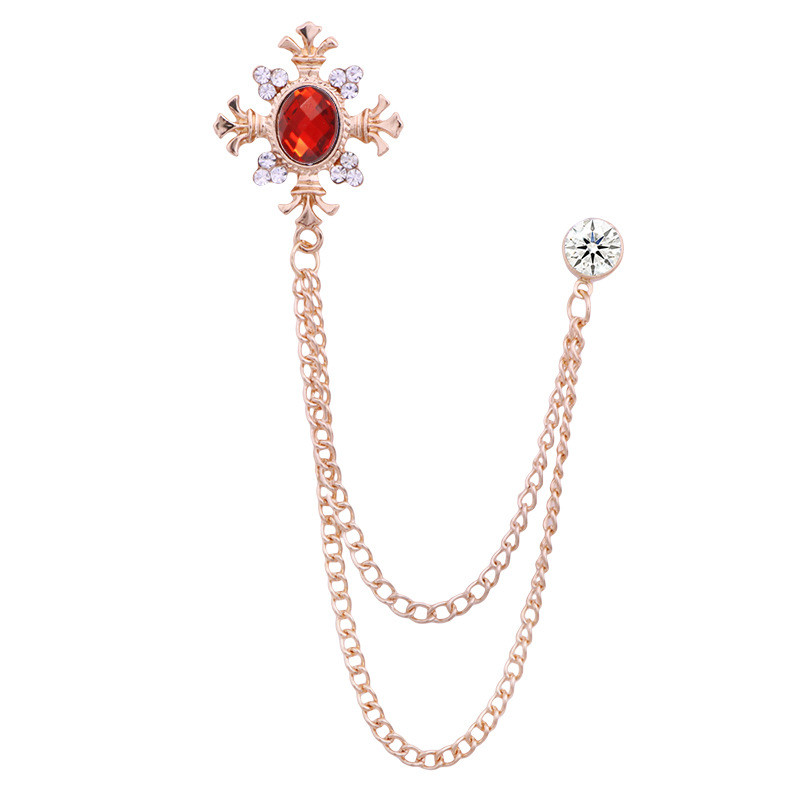 Korejas modes kristāla krusta pušķu ķēdes saktas sievietēm vīriešu uzvalku kreklu apkakles piespraudes un piespraudes Grezns rotaslietu aksesuāri