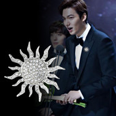 Jauna augstākās klases metāla saulespuķu piespraudes piespraude Rhinestone kristāla atloka piespraudes vīriešu uzvalks krekls korsāža žetons Apģērbu aksesuāri