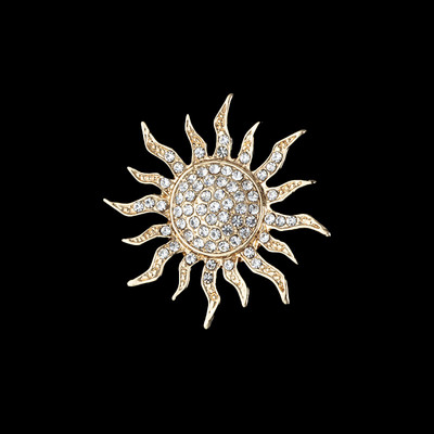 Jauna augstākās klases metāla saulespuķu piespraudes piespraude Rhinestone kristāla atloka piespraudes vīriešu uzvalks krekls korsāža žetons Apģērbu aksesuāri