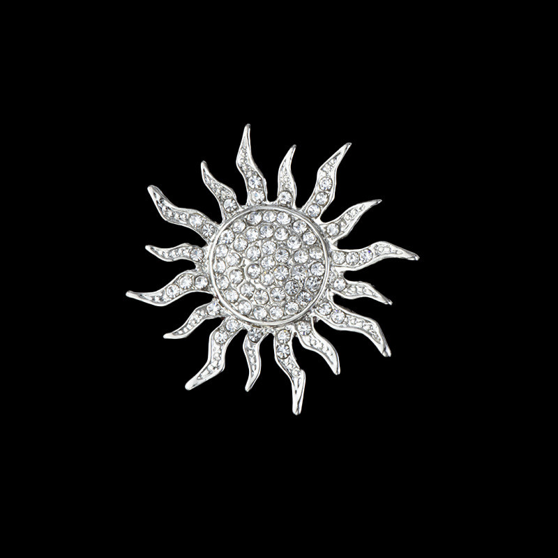 Jauna augstākās klases metāla saulespuķu piespraudes piespraude Rhinestone kristāla atloka piespraudes vīriešu uzvalks krekls korsāža žetons Apģērbu aksesuāri