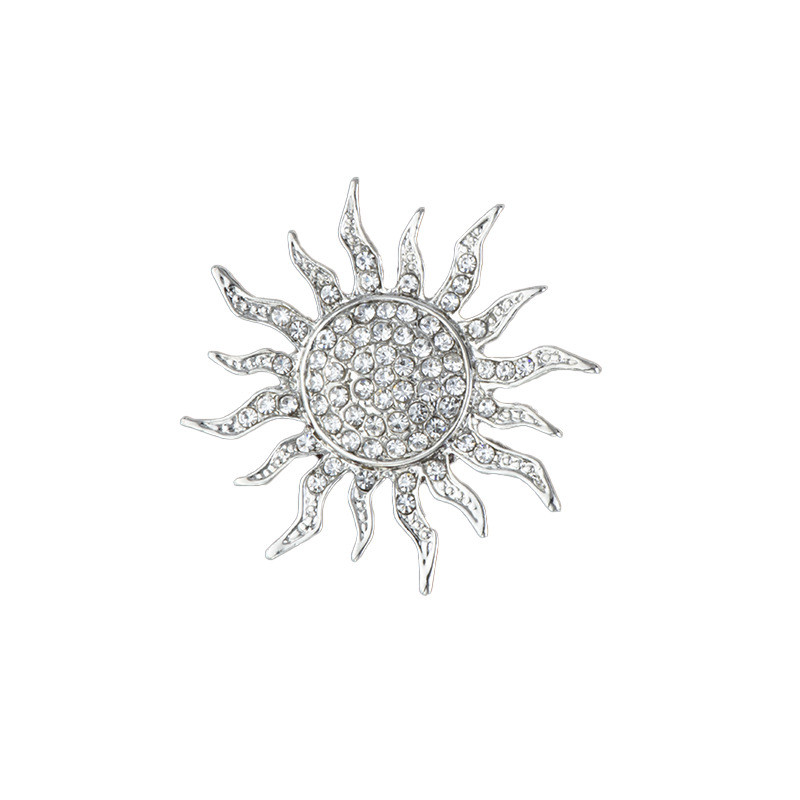 Jauna augstākās klases metāla saulespuķu piespraudes piespraude Rhinestone kristāla atloka piespraudes vīriešu uzvalks krekls korsāža žetons Apģērbu aksesuāri