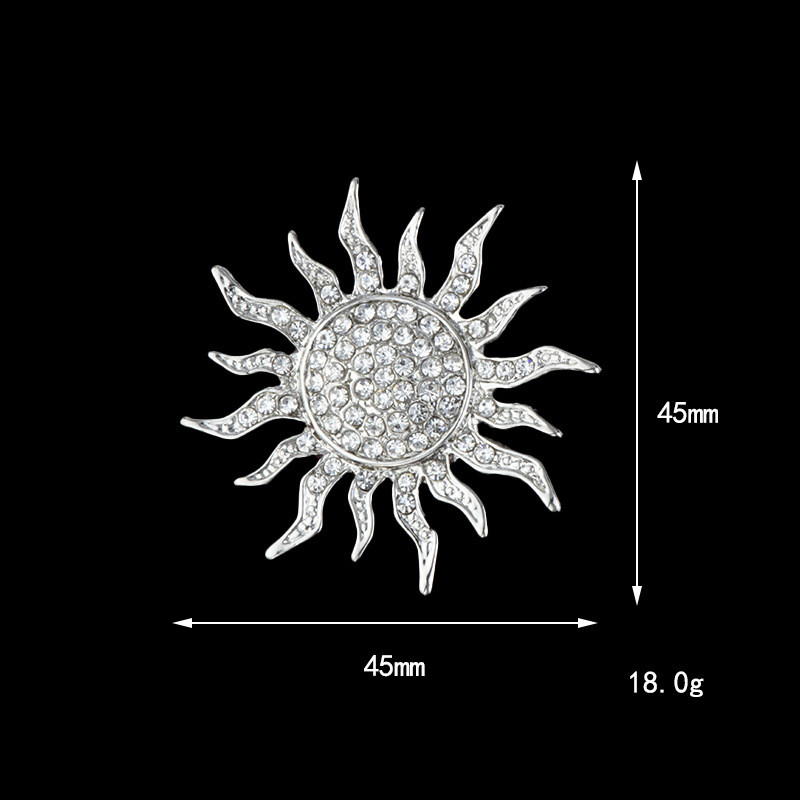 Jauna augstākās klases metāla saulespuķu piespraudes piespraude Rhinestone kristāla atloka piespraudes vīriešu uzvalks krekls korsāža žetons Apģērbu aksesuāri