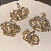 Novi modni broševi s metalnom krunom od kristala i bisernih revera igle za odijela igle za ovratnik košulje za žene Nakit Dodaci