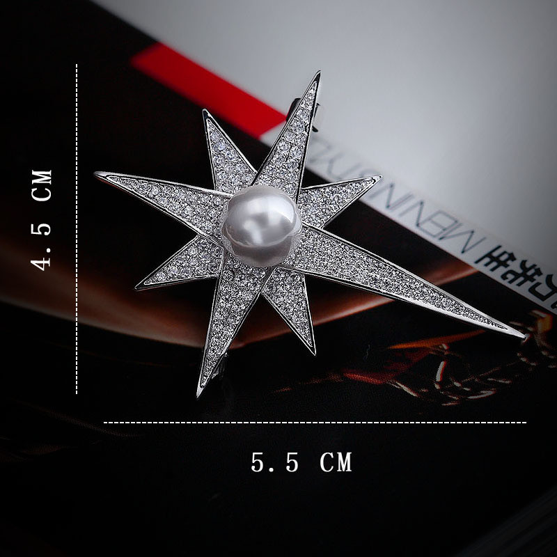 Modni novi srebrni broš s kristalnom zvijezdom Korejski ženski kardigan šal Muško odijelo Značka za kaput Ovratnik košulje Dodaci