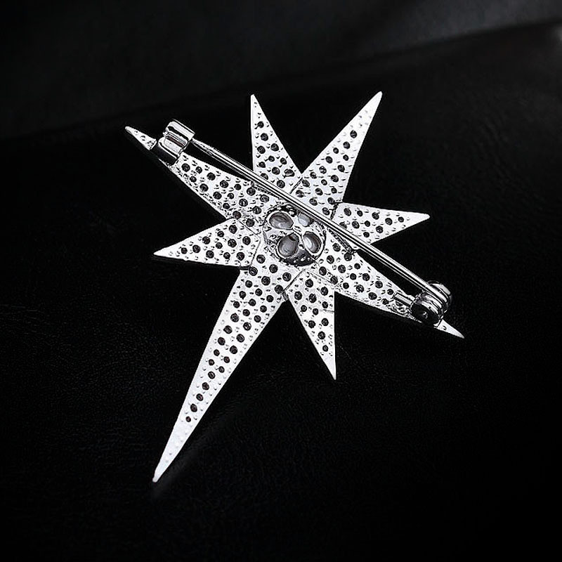 Modni novi srebrni broš s kristalnom zvijezdom Korejski ženski kardigan šal Muško odijelo Značka za kaput Ovratnik košulje Dodaci