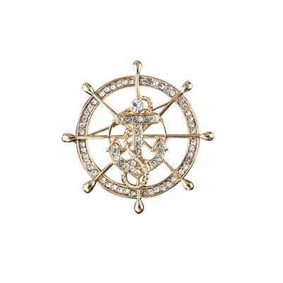 Korejski modni broš s kormilom u mornaričkom stilu, kristalno sidro, igla za rever, vrhunska muška igla za odijelo, igle za ovratnik košulje, značka, nakit, dodaci