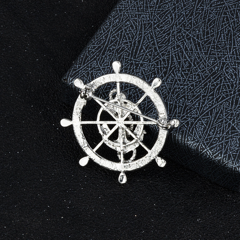 Korejski modni broš s kormilom u mornaričkom stilu, kristalno sidro, igla za rever, vrhunska muška igla za odijelo, igle za ovratnik košulje, značka, nakit, dodaci