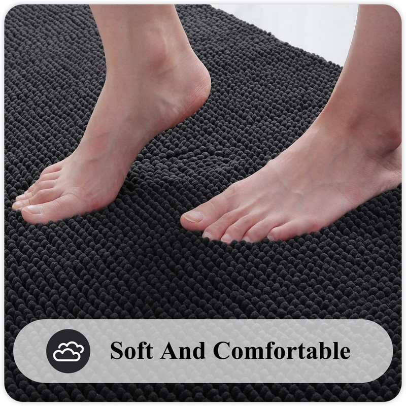 Olanly Shaggy Chenille prostirka za kupanje, upijajuća podna obloga za tuširanje, koja se brzo suši, mekana, debela, plišana prostirka za kupaonicu protiv klizanja