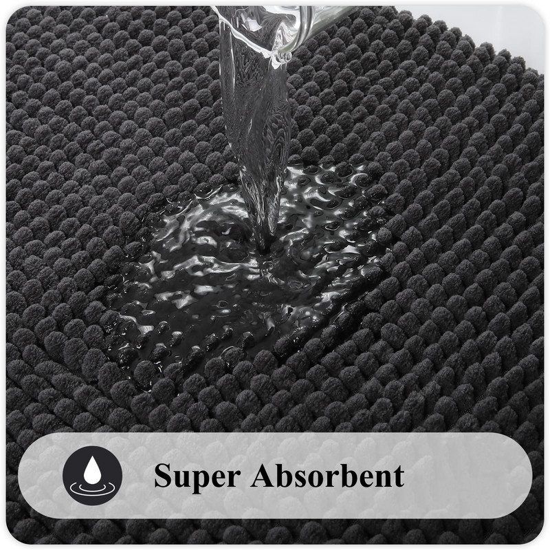 Olanly Shaggy Chenille prostirka za kupanje, upijajuća podna obloga za tuširanje, koja se brzo suši, mekana, debela, plišana prostirka za kupaonicu protiv klizanja