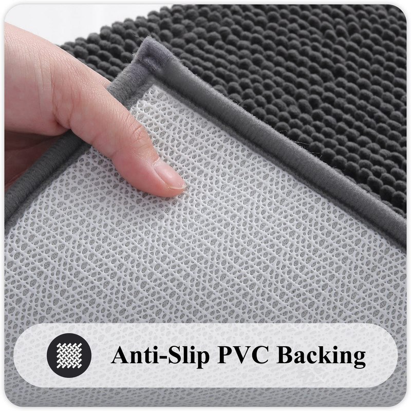 Olanly Shaggy Chenille prostirka za kupanje, upijajuća podna obloga za tuširanje, koja se brzo suši, mekana, debela, plišana prostirka za kupaonicu protiv klizanja