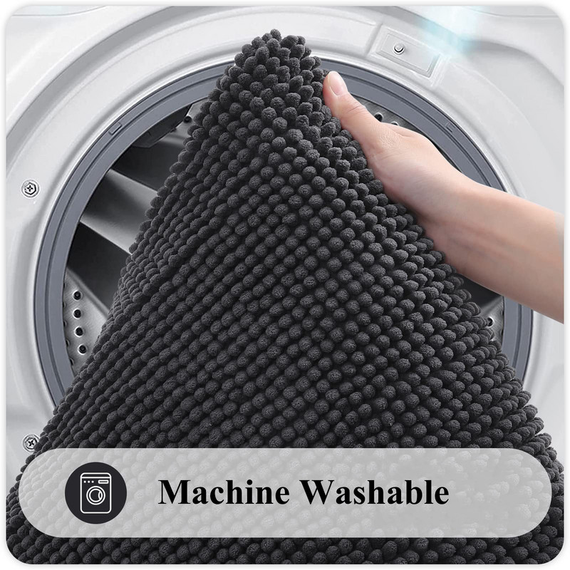 Olanly Shaggy Chenille prostirka za kupanje, upijajuća podna obloga za tuširanje, koja se brzo suši, mekana, debela, plišana prostirka za kupaonicu protiv klizanja