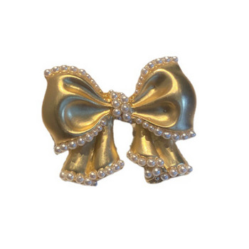 Νέες καρφίτσες καρφίτσα με μαργαριτάρι φιόγκο υψηλής ποιότητας για γυναίκες Χρυσό χρώμα Καρφίτσες πέτο με παπιγιόν Παλτό Ζακέτα Badge Fashion Wedding Party Jewelry