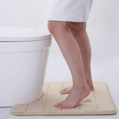 Olanly Kupaonski tepih u obliku slova U Mekana upijajuća memorijska pjena Podni tepih Debeli koraljni baršunasti jastučić za noge Neklizajuća dekoracija WC prostirke za kupaonicu