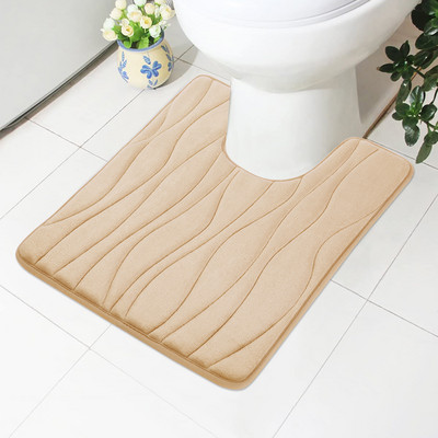 Olanly Kupaonski tepih u obliku slova U Mekana upijajuća memorijska pjena Podni tepih Debeli koraljni baršunasti jastučić za noge Neklizajuća dekoracija WC prostirke za kupaonicu